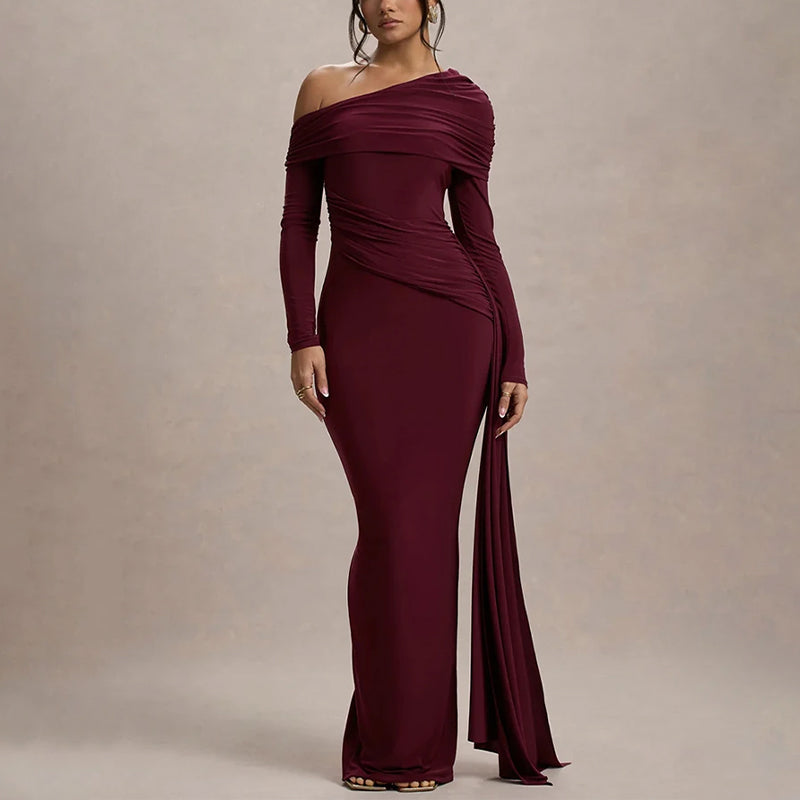 Abbey שמלת מקסי אלגנטית עם שרוולים ארוכים