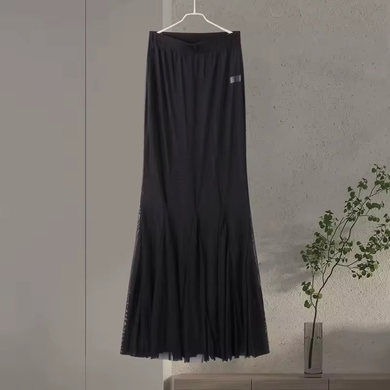 סט שני חלקים אלגנטי בלייזר וחצאית מקסי שיפון - אנסטסיה