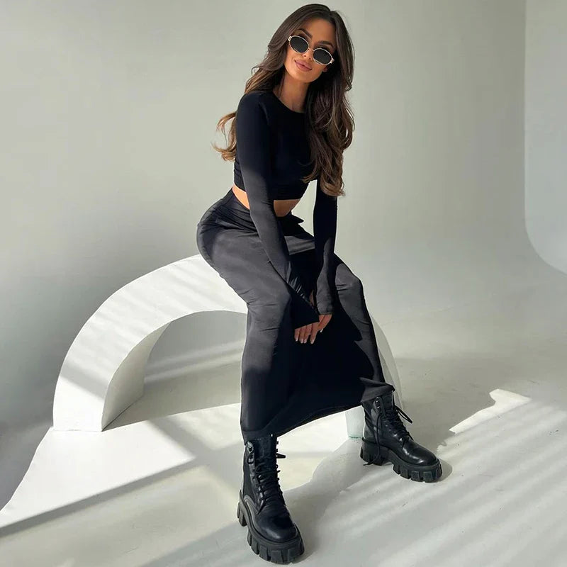 סט שני חלקים טופ וחצאית מקסי - באדי