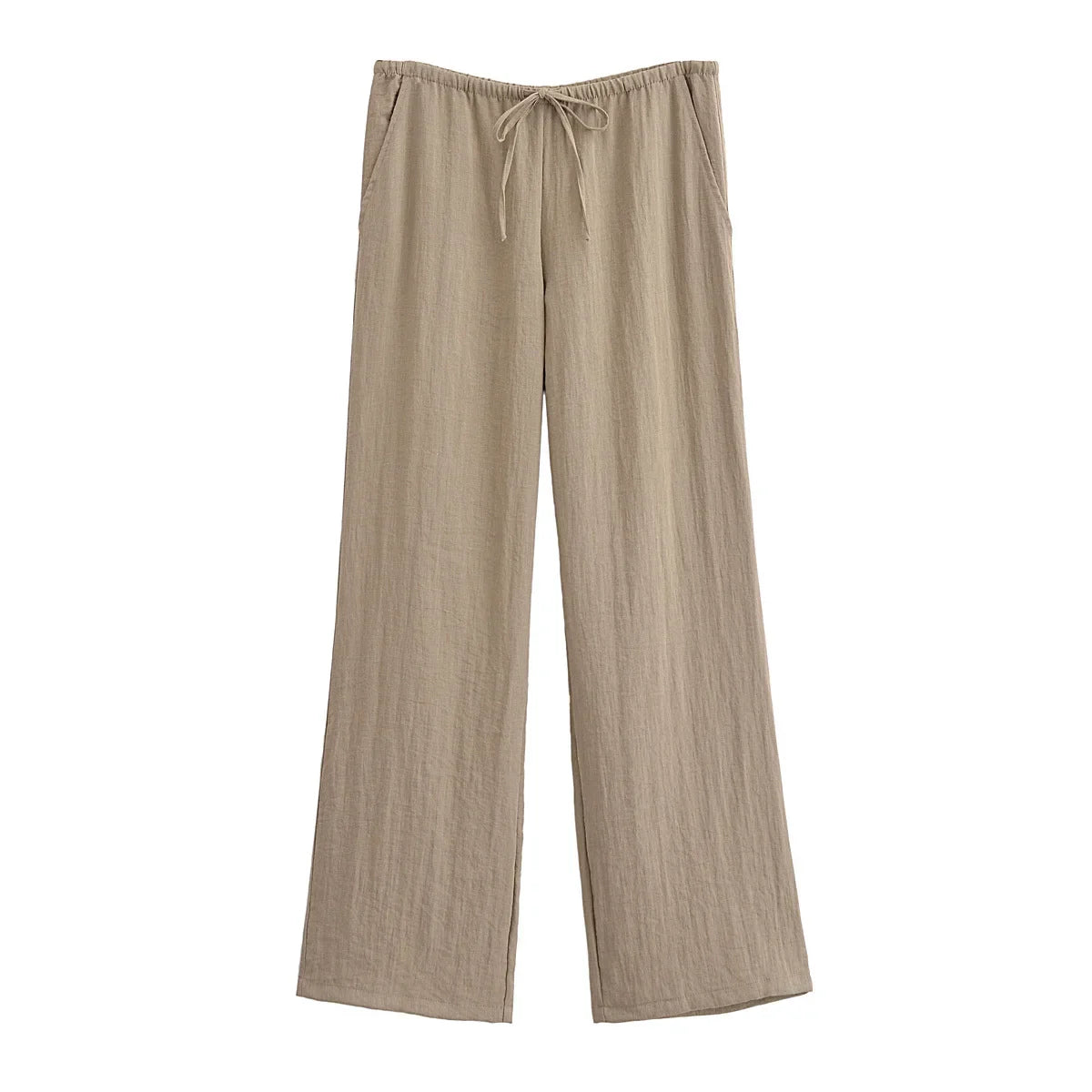 חליפת פשתן שני חלקים חולצת קשירה ומכנסיים ארוכים - אווה