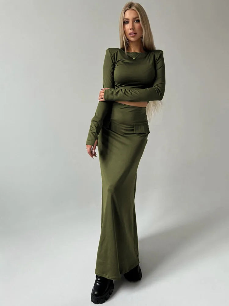 סט שני חלקים טופ וחצאית מקסי - באדי