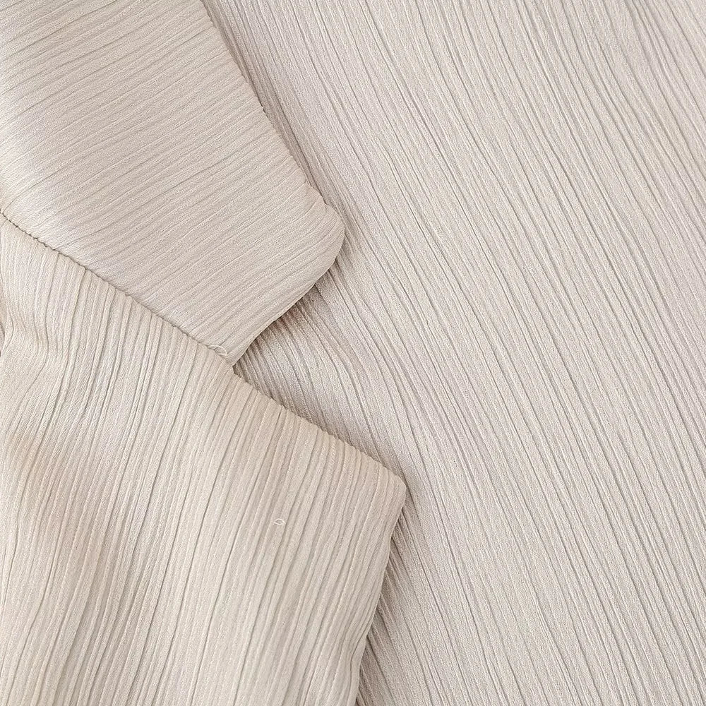 חליפת שני חלקים בד קרפ מבריק נעים מכנסיים ארוכים ובלייזר - ריקה