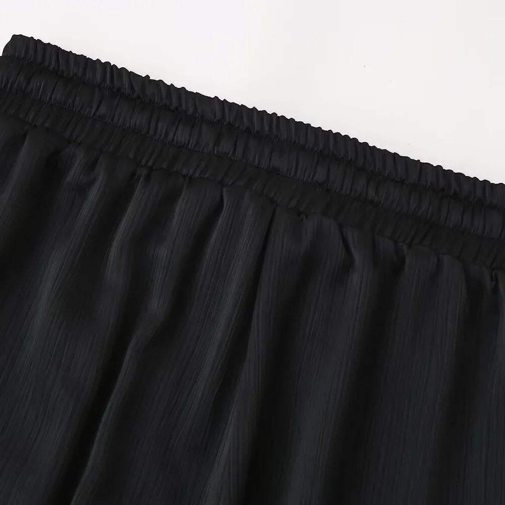 חליפת שני חלקים בד קרפ מבריק נעים מכנסיים ארוכים ובלייזר - ריקה