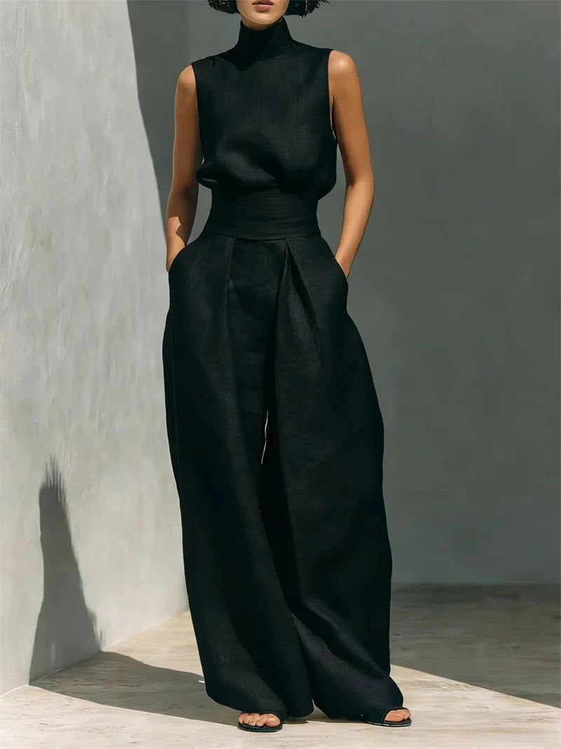 סט קיץ לנשים עם מכנסיים רחבים – דגם נועה
