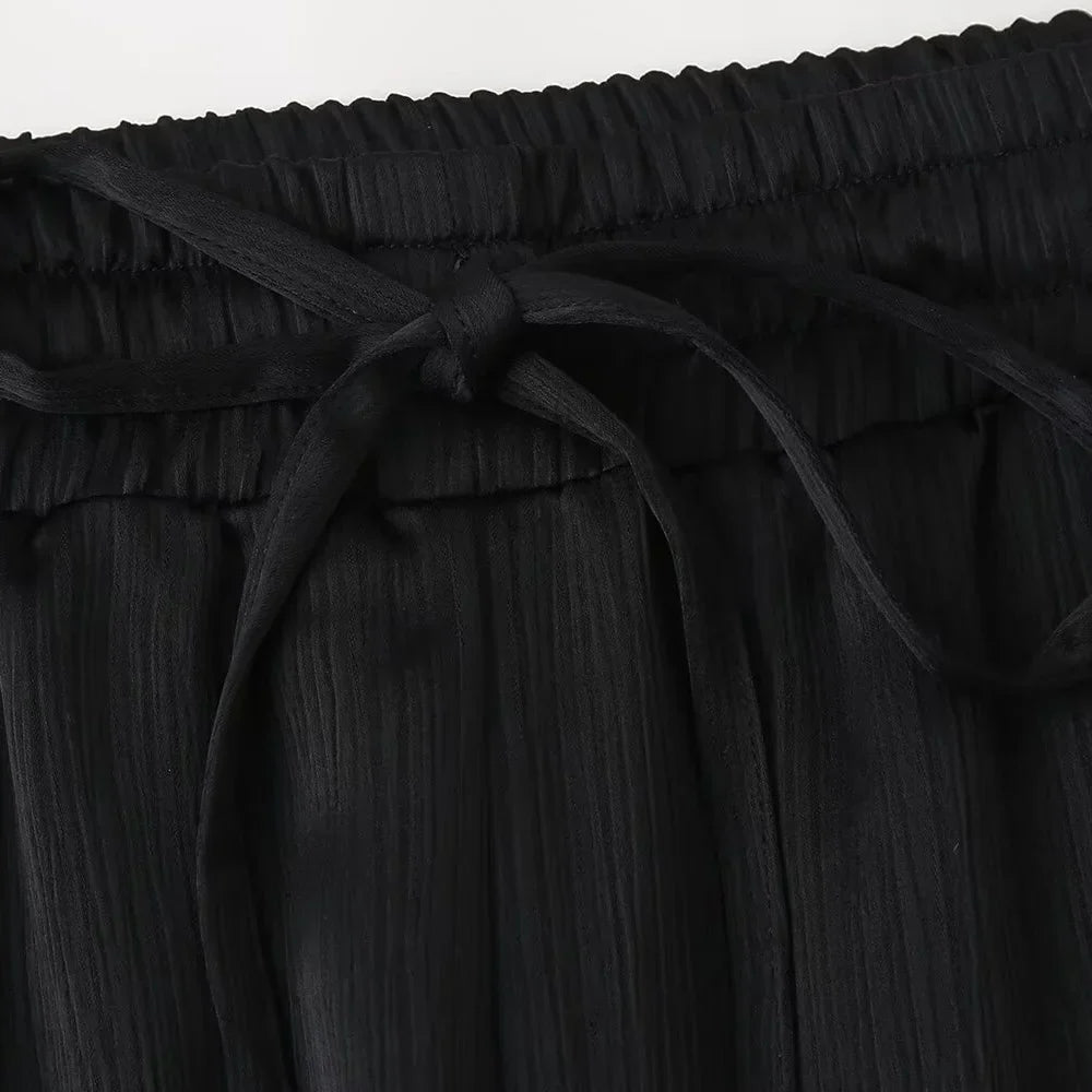 חליפת שני חלקים בד קרפ מבריק נעים מכנסיים ארוכים ובלייזר - ריקה