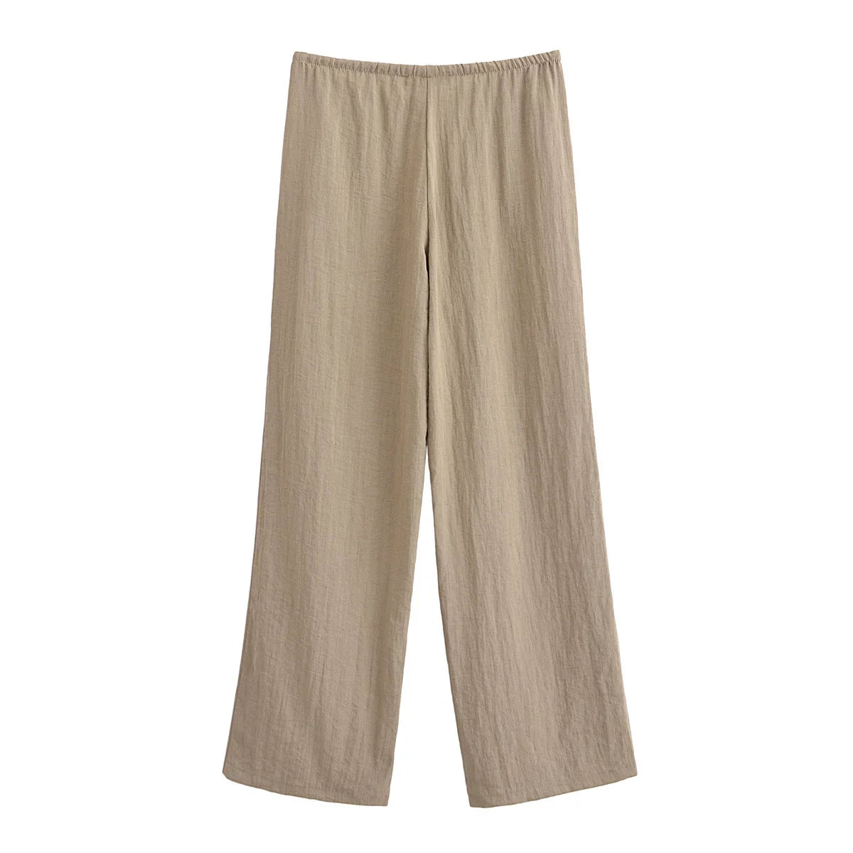 חליפת פשתן שני חלקים חולצת קשירה ומכנסיים ארוכים - אווה