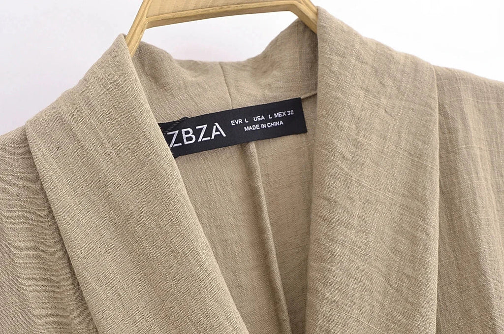 חליפת פשתן שני חלקים חולצת קשירה ומכנסיים ארוכים - אווה