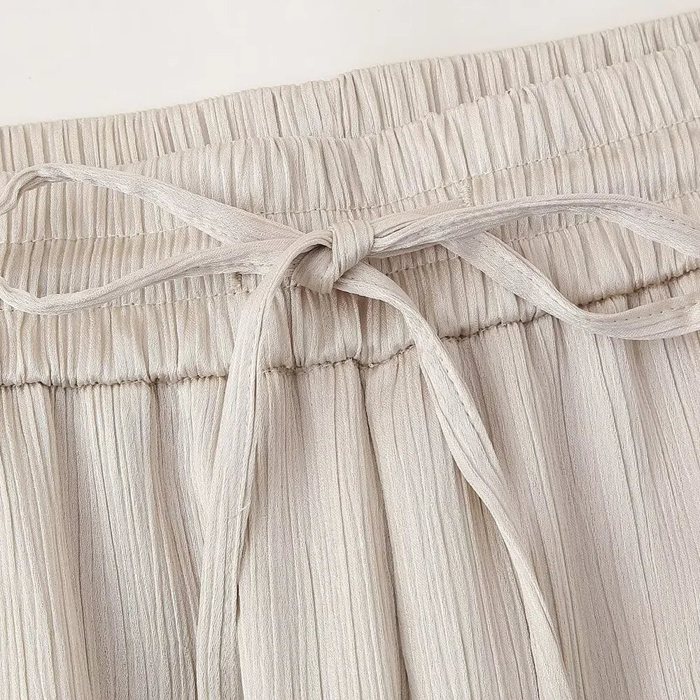 חליפת שני חלקים בד קרפ מבריק נעים מכנסיים ארוכים ובלייזר - ריקה