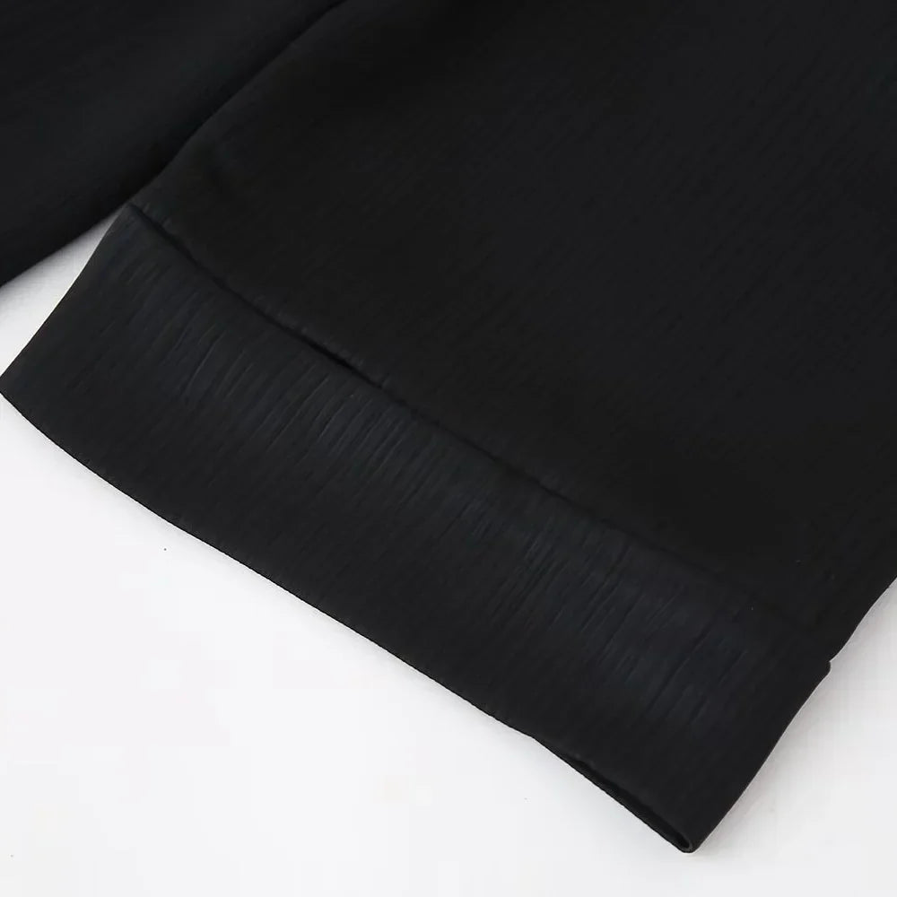 חליפת שני חלקים בד קרפ מבריק נעים מכנסיים ארוכים ובלייזר - ריקה