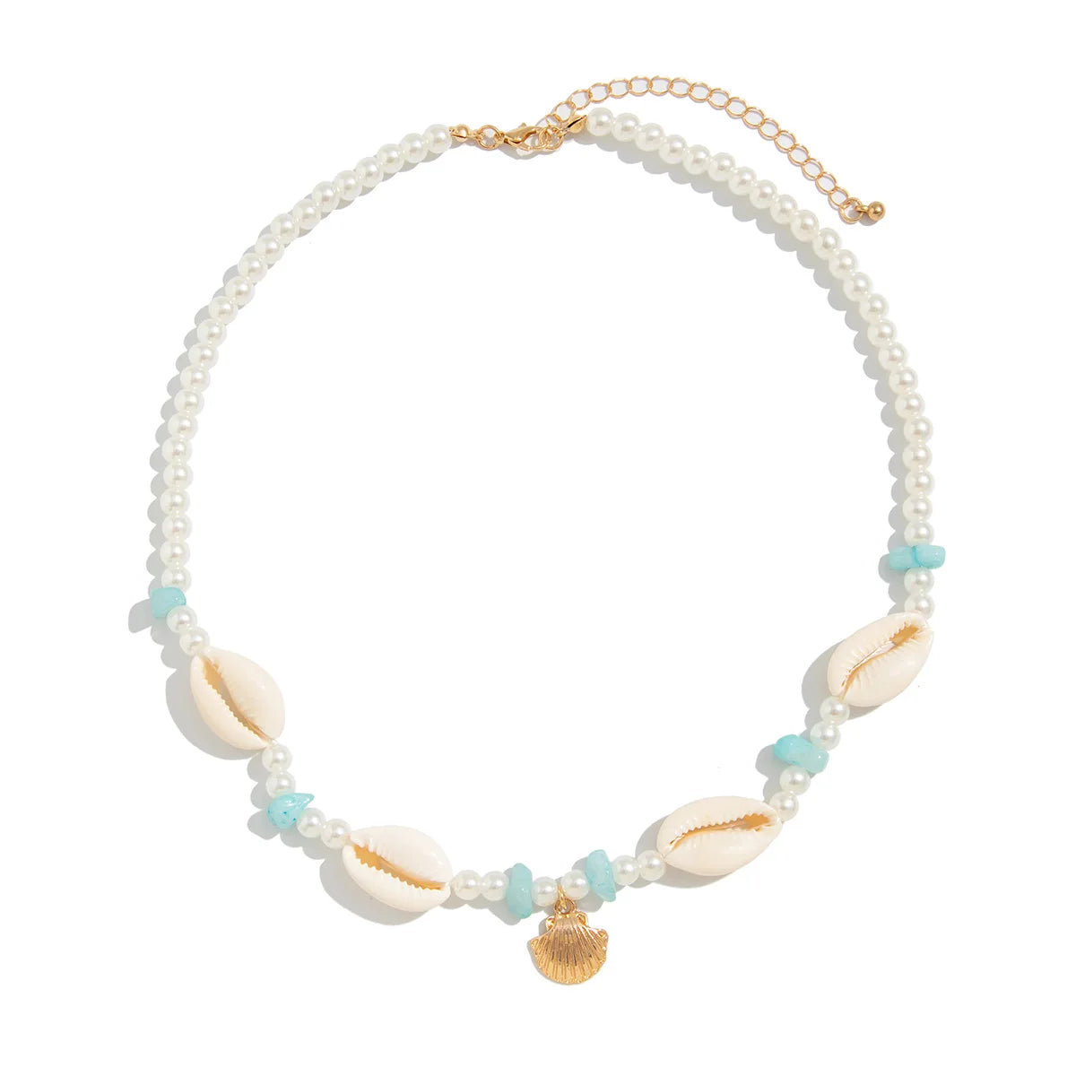 שרשרת פנינים בשילוב צדפים