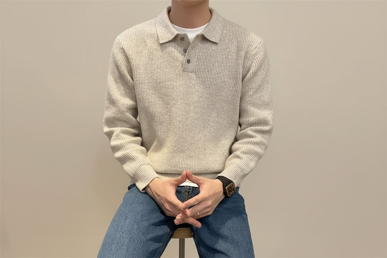 סוודר פולו סרוג אלגנט